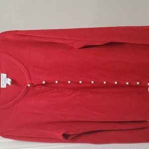 Size XL Sweater. Covington brand. Pearl buttons. Red.